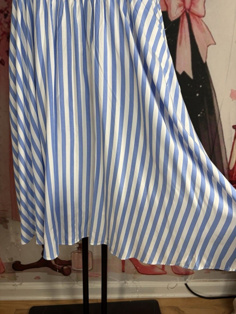 Old Navy Blue and White Striped Cami Fit and Flare Dress Smocked Size S - Picture 7 of 10